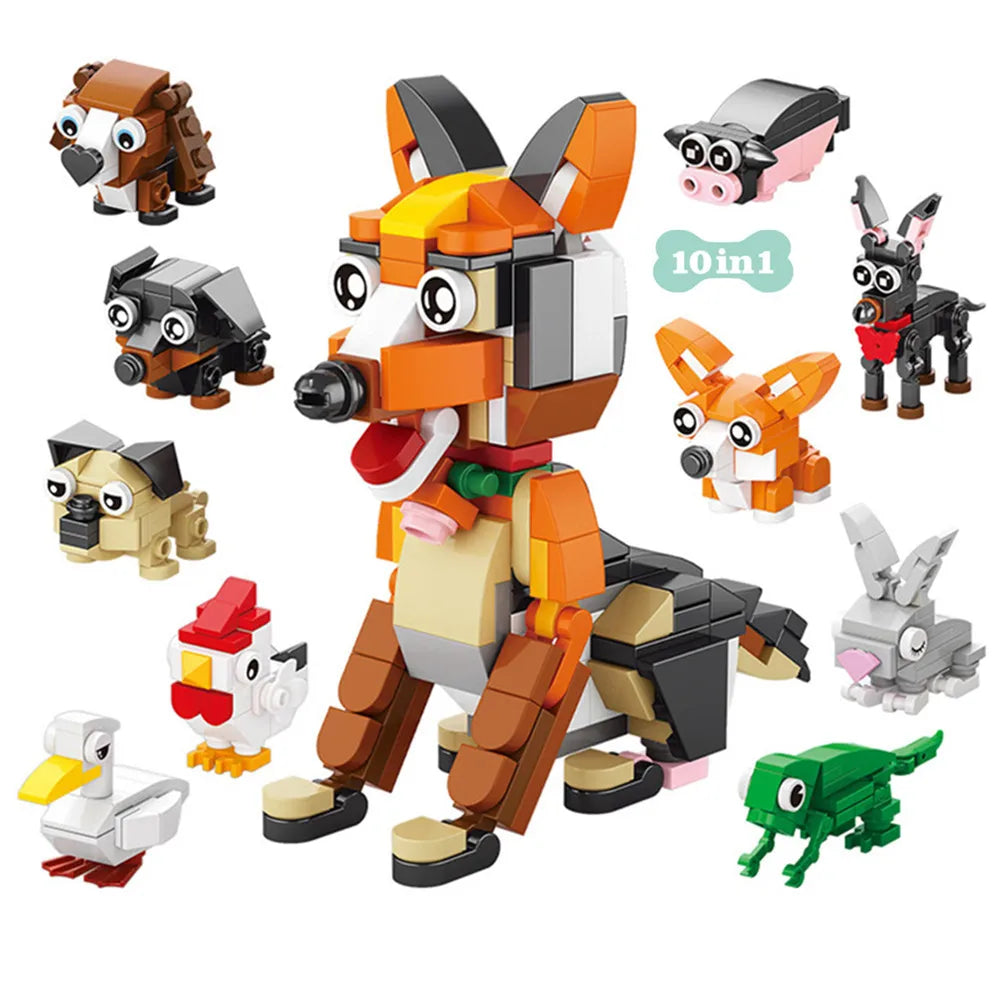 Animaux en Blocs : Kit de Construction 10 en 1