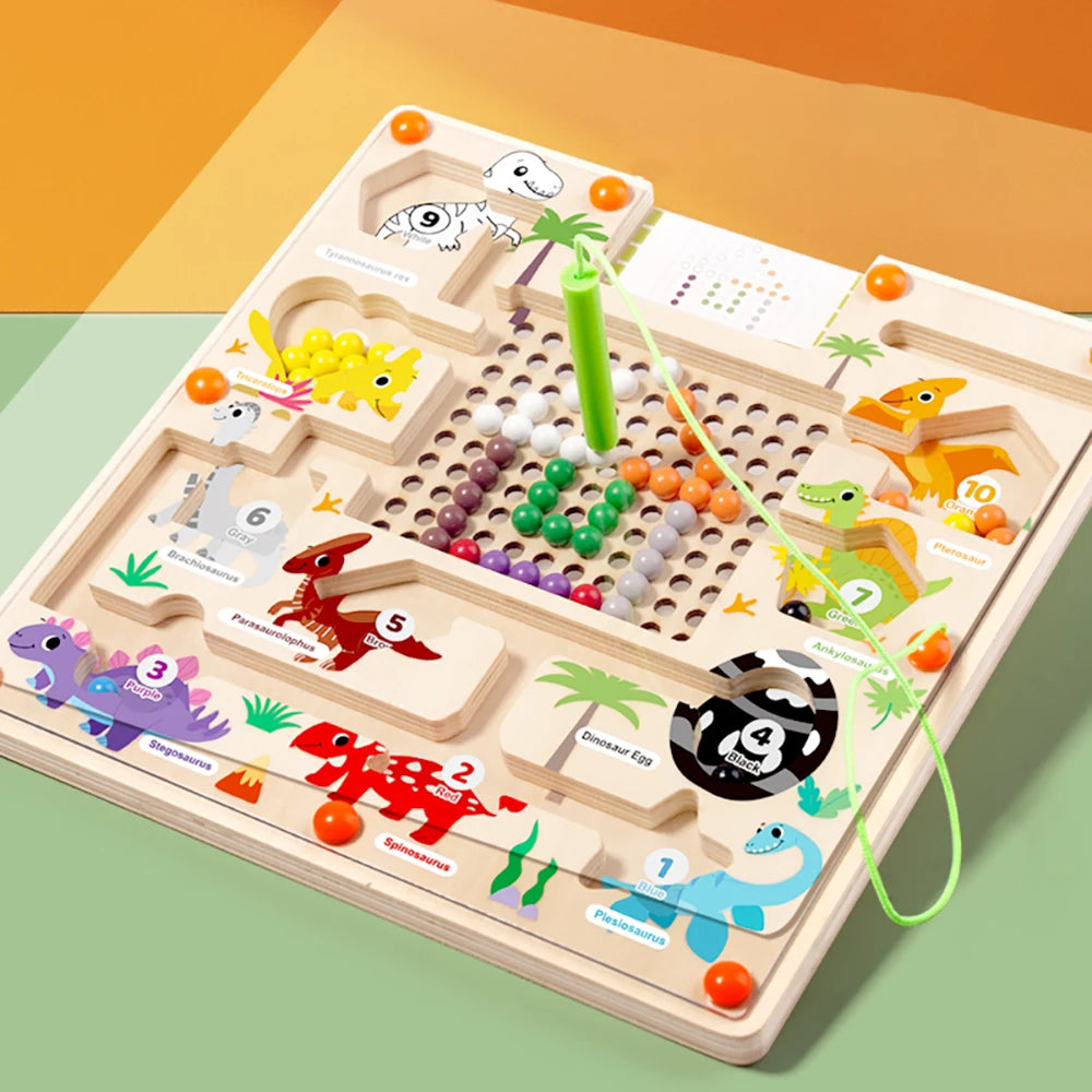 Montessori Magnetic Maze - Dinosaurs and Counting