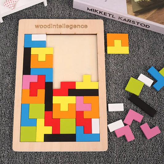 Tangram mágico 3D: bloques de madera educativos 