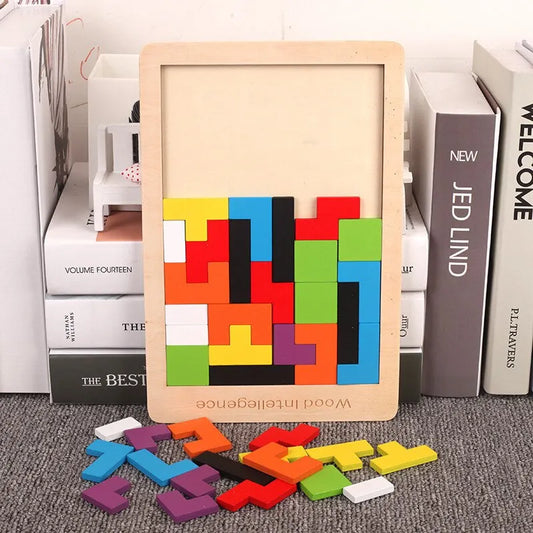 Tangram mágico 3D: bloques de madera educativos 